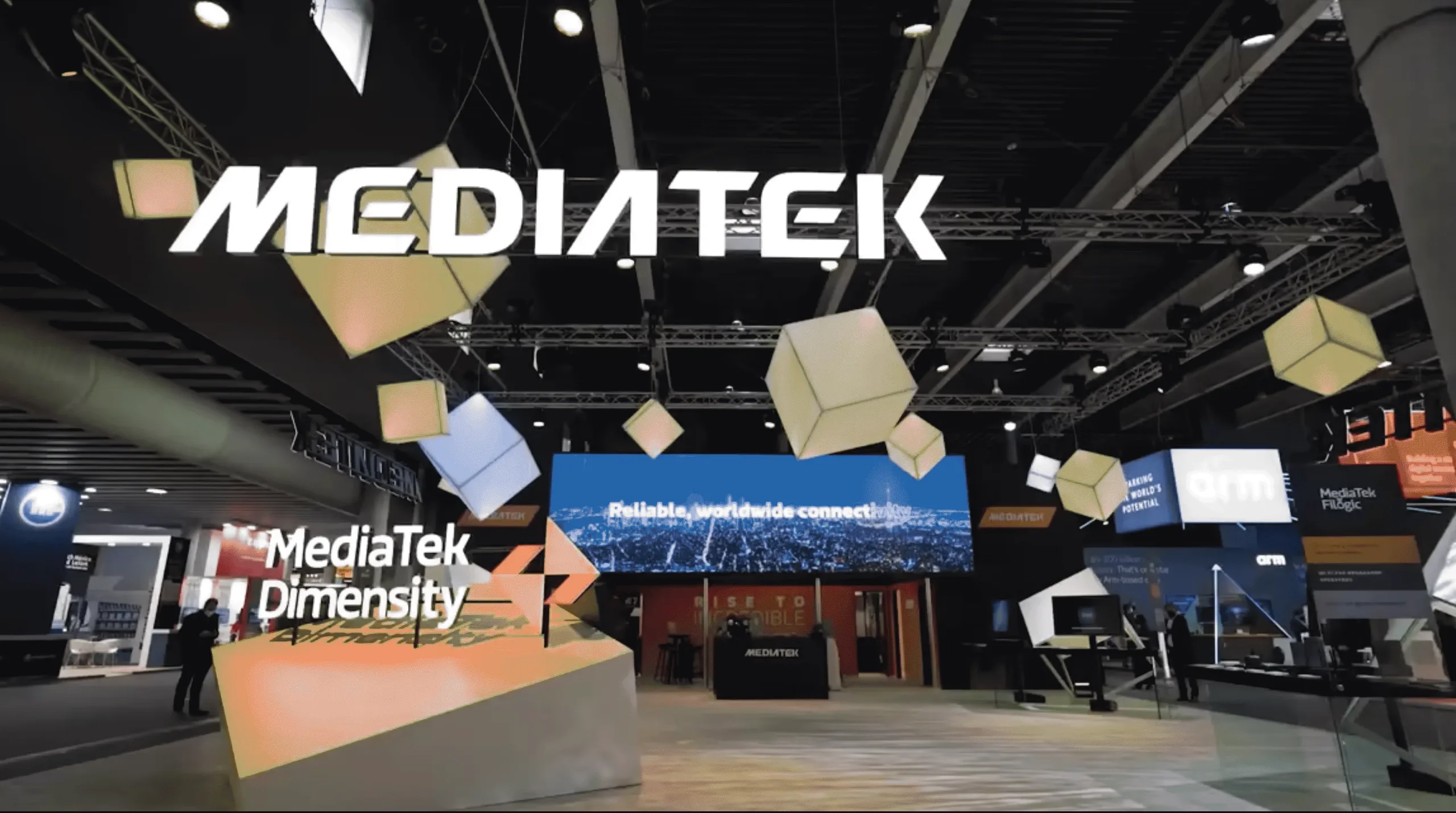 Mediatek Video thumbnail showing a still from Mediateks booth at MWC 2023